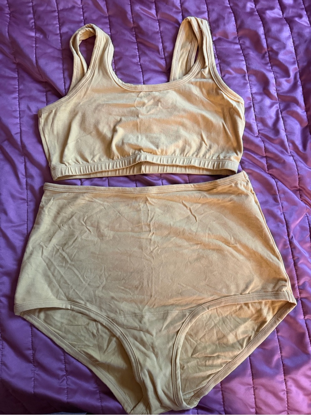 Women’s High-Waist Underwear Set - butter yellow top & Briefs